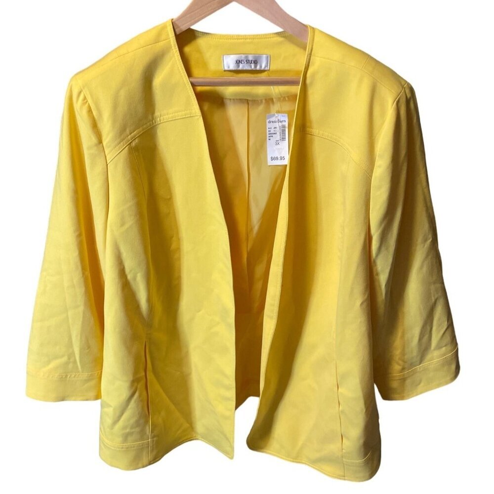 Jones Studio NWT Yellow Open Front Collarless Blazer Jacket Sz 3X